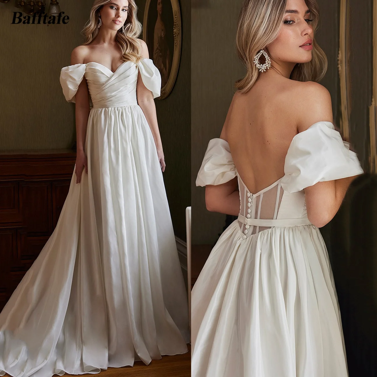 Bafftafe A Line Taffeta Bride Wedding Dresses Short Sleeves Pleated Buttons Princess Wedding Photo Shoot Bridal Gowns
Bafftafe A Line Taffeta Bride Wedding Dresses Short Sleeves Pleated Buttons Princess Wedding Photo Shoot Bridal Gowns