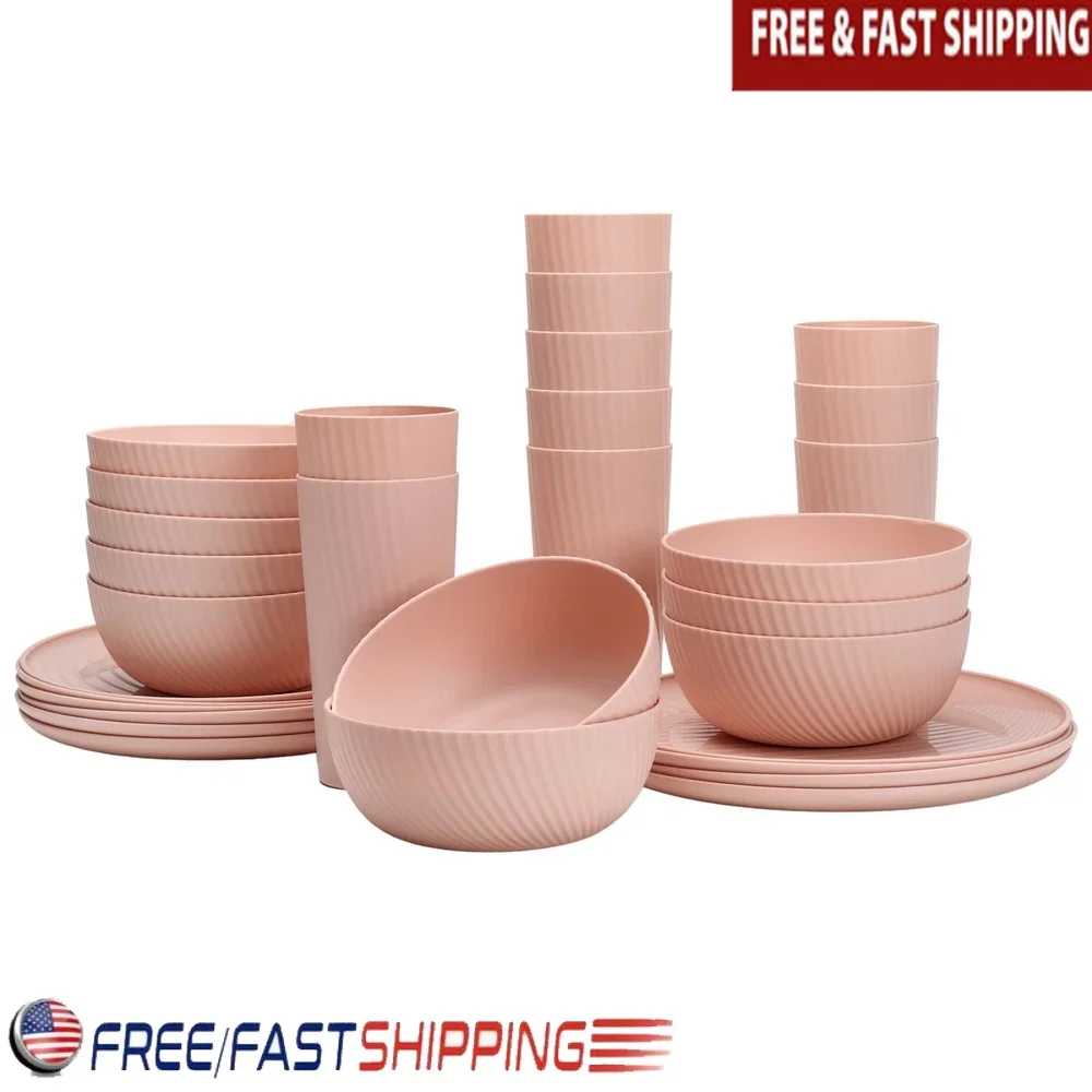 30 Piece Pink Plastic Swirl Dinnerware Set BPA Free Dishwasher Safe Indoor Outdoor Use Includes Plates Bowls Tumblers
30 Piece Pink Plastic Swirl Dinnerware Set BPA Free Dishwasher Safe Indoor Outdoor Use Includes Plates Bowls Tumblers