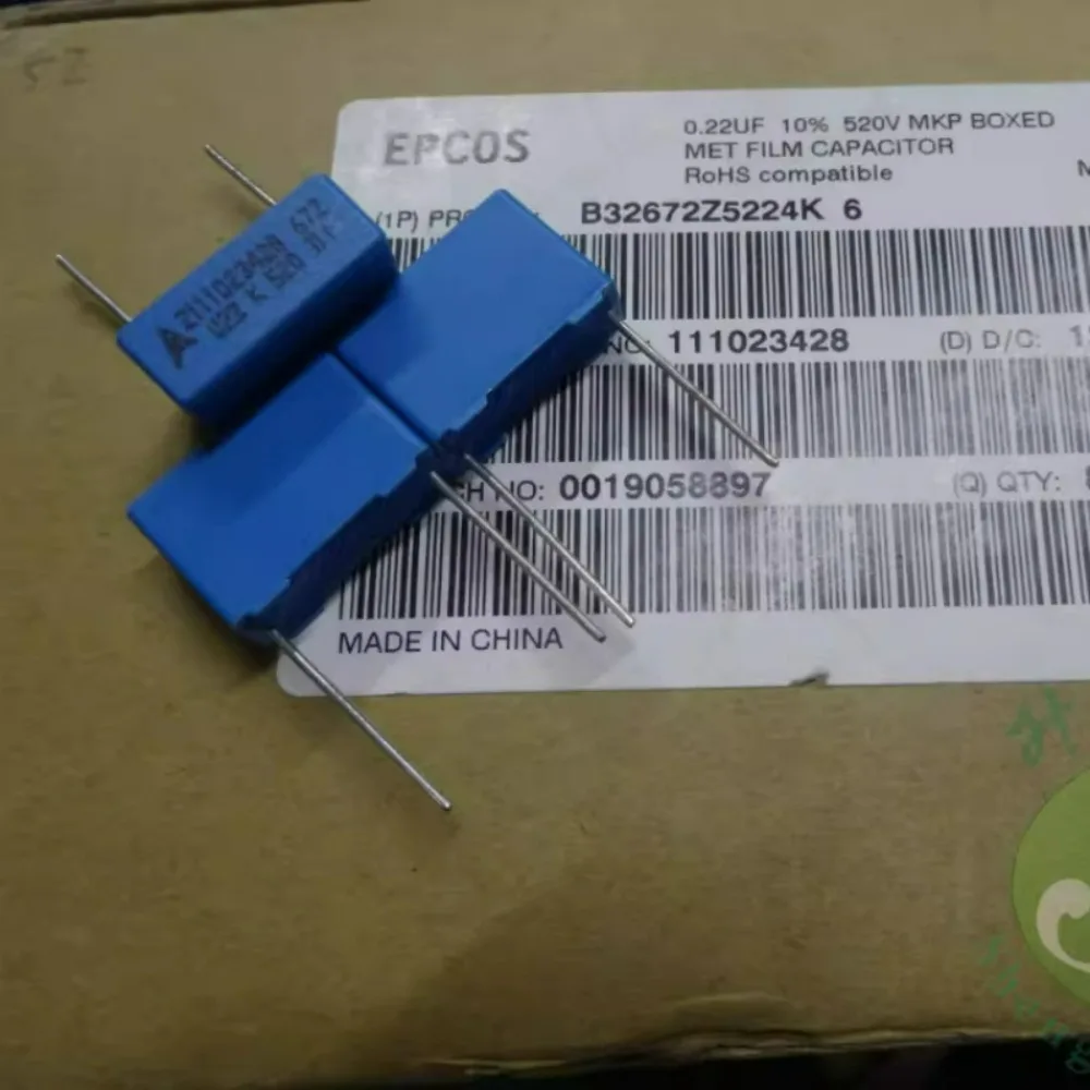 10pcs/lot EPCOS 0.22uf/520v 220nf u22 224 Brand new 15mm film capacitor B32672Z5224K
10pcs/lot EPCOS 0.22uf/520v 220nf u22 224 Brand new 15mm film capacitor B32672Z5224K