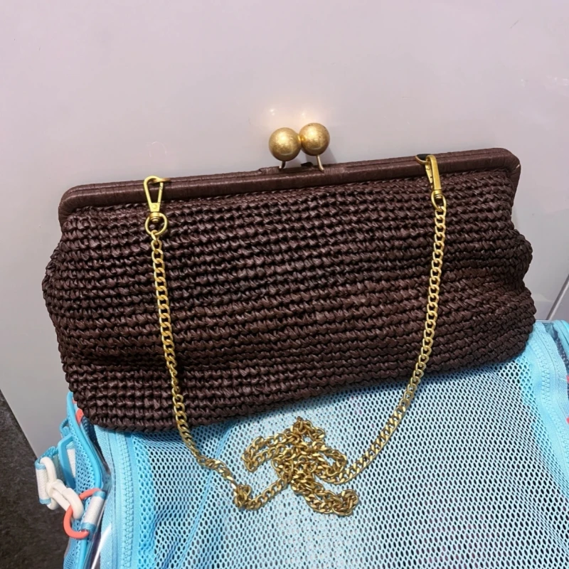Summer 2025 New Women's Coffee-colored Woven Crossbody Bag Fashionable and Simple Raffia Woven Commuter Envelope Hand-held Bag
Summer 2025 New Women's Coffee-colored Woven Crossbody Bag Fashionable and Simple Raffia Woven Commuter Envelope Hand-held Bag
