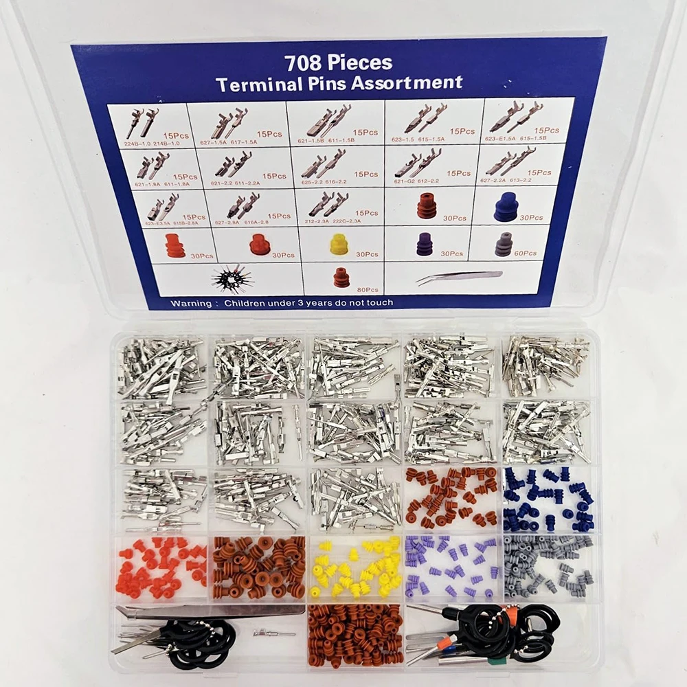 708PCS Car Electrical Wire Terminal Pins Connectors Kit,1/1.5/1.8/2.2/2.8/3.5mm 26Type Connector Non-Insulated Plug Removal Tool
708PCS Car Electrical Wire Terminal Pins Connectors Kit,1/1.5/1.8/2.2/2.8/3.5mm 26Type Connector Non-Insulated Plug Removal Tool