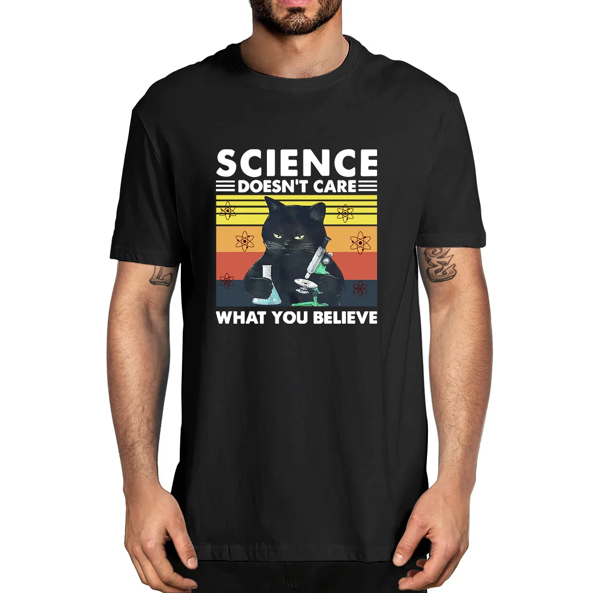 Funny Black Cat Science Doesn't Care What You Believe Symbol Vintage 100% Cotton Summer Men's Novelty Oversized T-Shirt Women
Funny Black Cat Science Doesn't Care What You Believe Symbol Vintage 100% Cotton Summer Men's Novelty Oversized T-Shirt Women