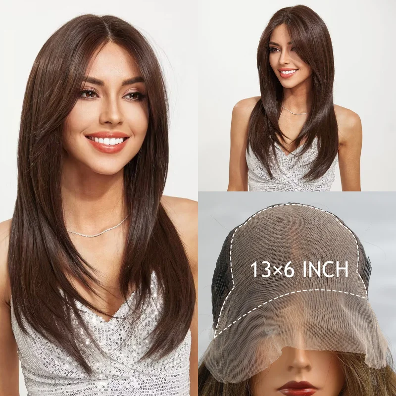 13*6 large-area lace wig, middle-parted black-brown long straight hair, fashionable full-head hairstyle Wigs
13*6 large-area lace wig, middle-parted black-brown long straight hair, fashionable full-head hairstyle Wigs