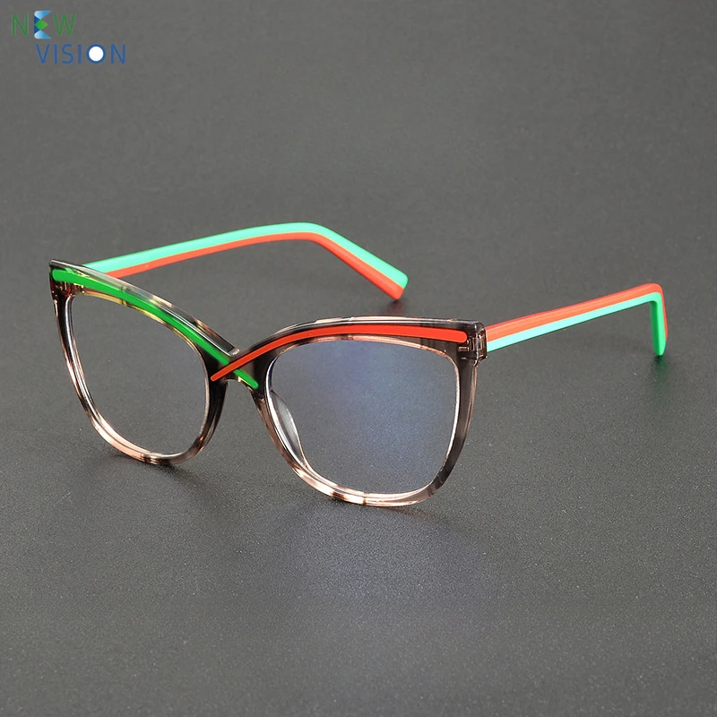 New Cat Eye Glasses Fashion Women Large Frame Polygonal High Quality Acetate Color Blocked Retro Myopia Prescription Eyeglasses
New Cat Eye Glasses Fashion Women Large Frame Polygonal High Quality Acetate Color Blocked Retro Myopia Prescription Eyeglasses