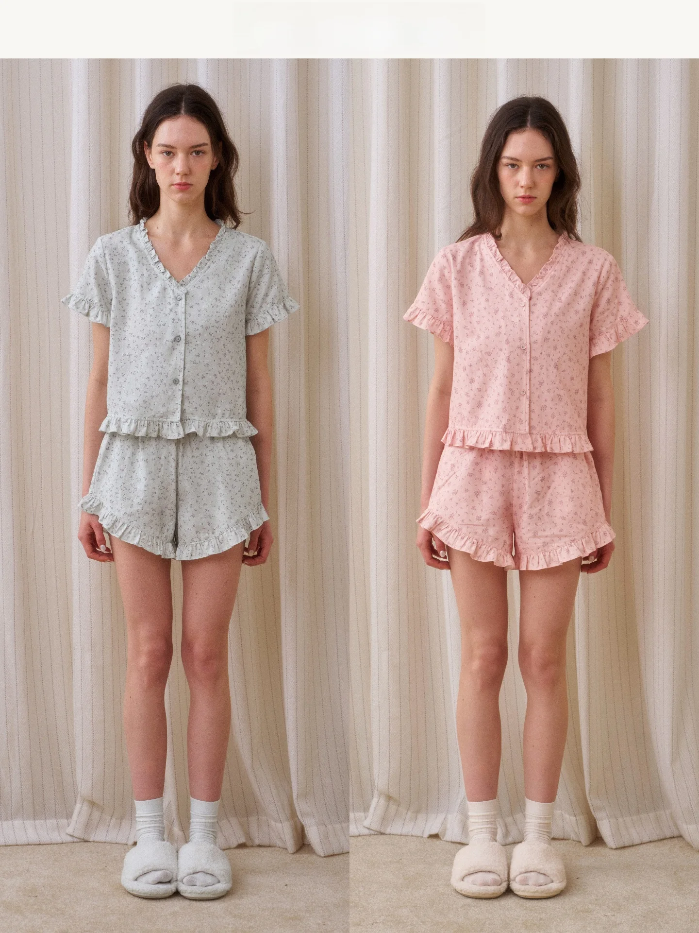 Muabomb Summer Floral Print Cotton Pajamas Women's Short Sleeve Short Pants Home Clothes Set Sweet Girl's Pure Cotton Sleepwear
Muabomb Summer Floral Print Cotton Pajamas Women's Short Sleeve Short Pants Home Clothes Set Sweet Girl's Pure Cotton Sleepwear