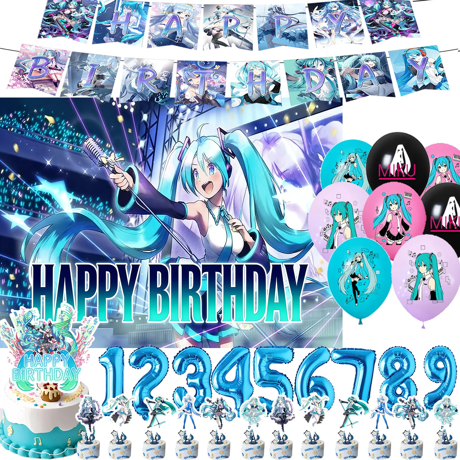 Cartoon-H&hatsuned Theme Girls Birthday Party Supplies Cake Decor Anime Music Balloon Backdrop Cake Topper Baby Shower Gift Prop
Cartoon-H&hatsuned Theme Girls Birthday Party Supplies Cake Decor Anime Music Balloon Backdrop Cake Topper Baby Shower Gift Prop