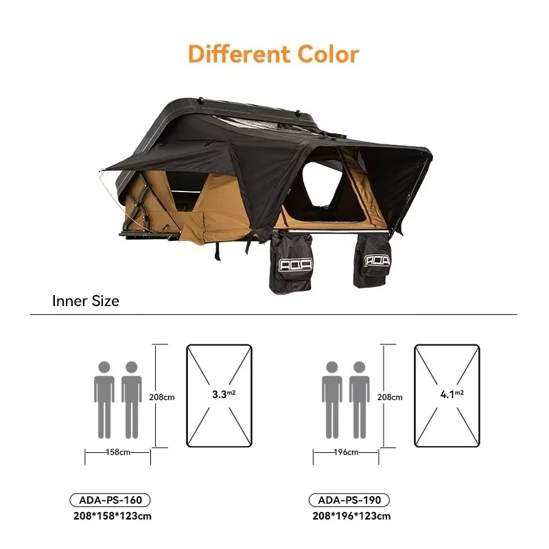 190 cm large size side opening ABS hard shell roof tent
190 cm large size side opening ABS hard shell roof tent