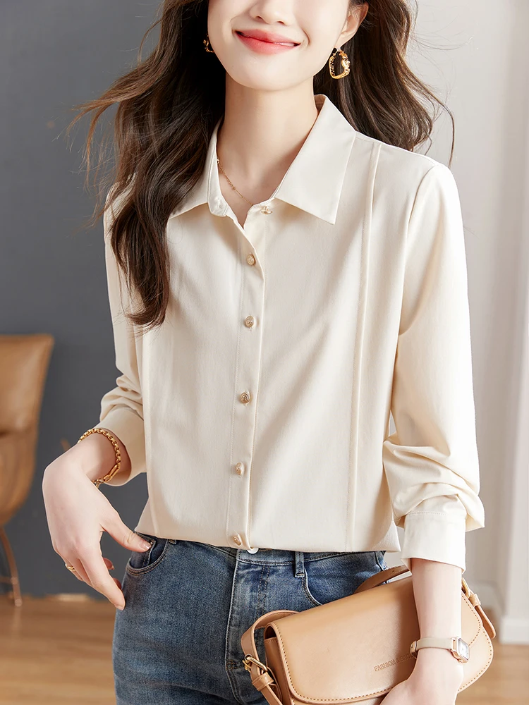 Women's Long Sleeve Collar Single Button Shirt Spring Fashion Loose Fit Chiffon Top Elegant Korean Style Workwear
Women's Long Sleeve Collar Single Button Shirt Spring Fashion Loose Fit Chiffon Top Elegant Korean Style Workwear