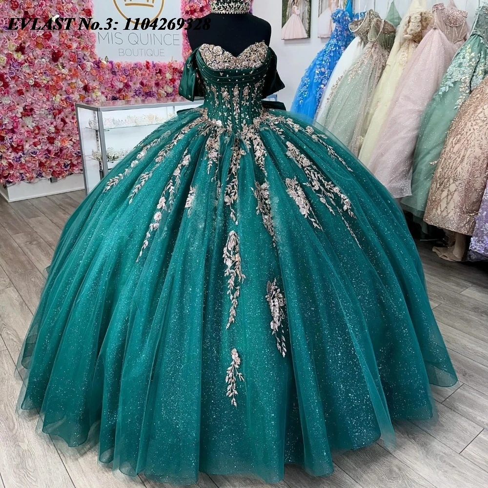 EVLAST Customized Shiny Dark Green Quinceanera Dress Ball Gown Gold Applique Beading Corset Sweet 16 Vestido De 15 Anos E3Q342
EVLAST Customized Shiny Dark Green Quinceanera Dress Ball Gown Gold Applique Beading Corset Sweet 16 Vestido De 15 Anos E3Q342