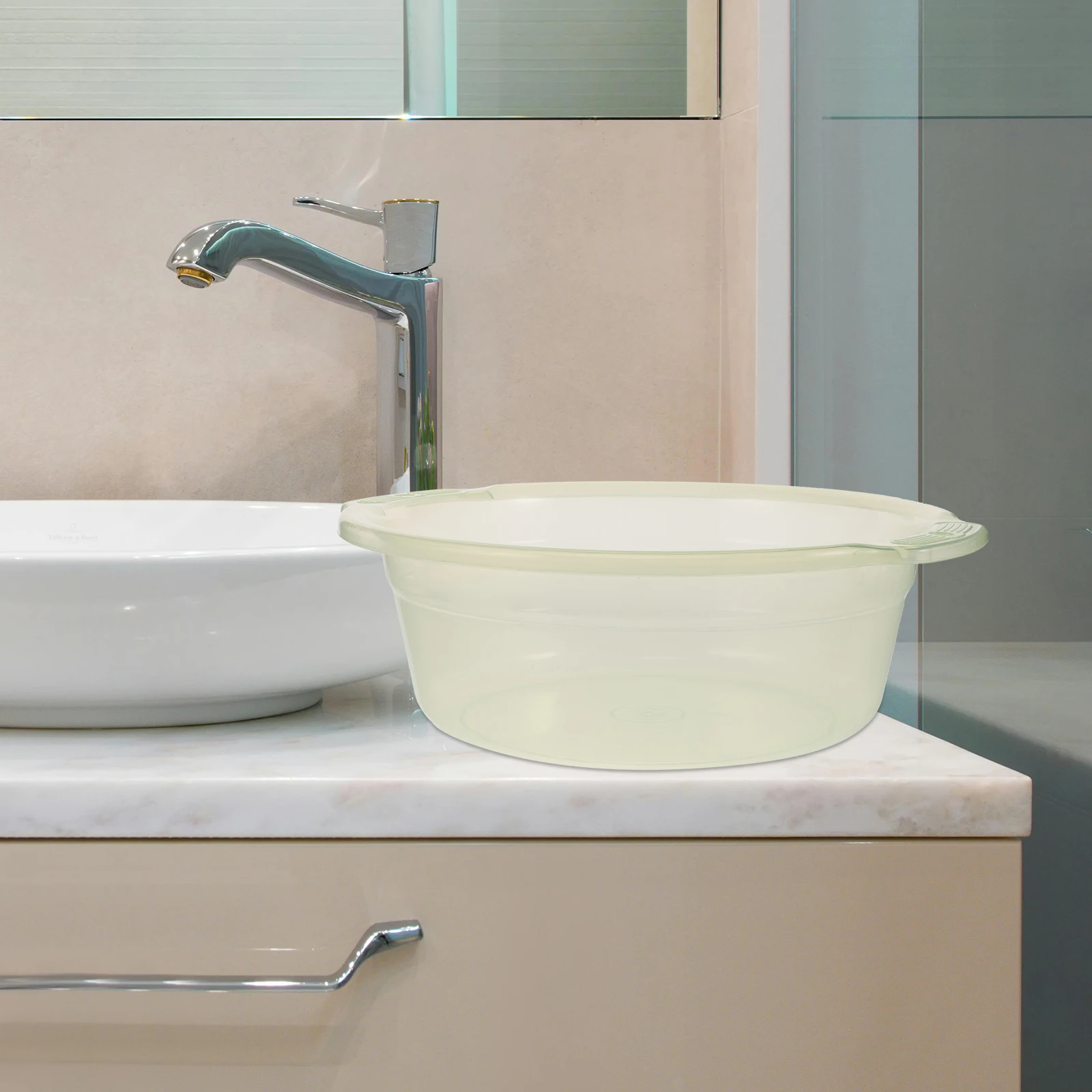 Plastic Basin Transparent Green 32cm Thickened Safe Basin Salon Face Cleansing Baby Bath Kitchen Storage Bathroom 
Plastic Basin Transparent Green 32cm Thickened Safe Basin Salon Face Cleansing Baby Bath Kitchen Storage Bathroom