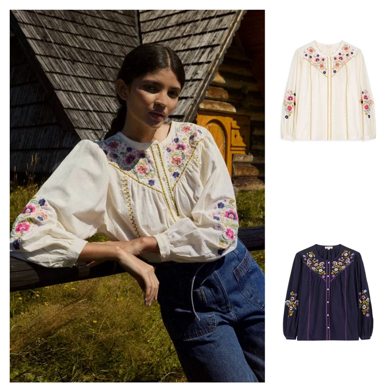 LouisMis Parisian Early Autumn Cotton Embroidered Shirt French Style Straight Cut Long Sleeve round Neck Women's Blouse
LouisMis Parisian Early Autumn Cotton Embroidered Shirt French Style Straight Cut Long Sleeve round Neck Women's Blouse