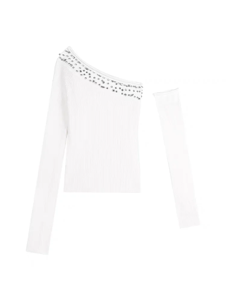 Sexy One Shoulder Crop Top Sweater Women Diagonal Collar Long Sleeve Tshirt Casual Basic White Slim Fit Bodycon Beading Tees
Sexy One Shoulder Crop Top Sweater Women Diagonal Collar Long Sleeve Tshirt Casual Basic White Slim Fit Bodycon Beading Tees