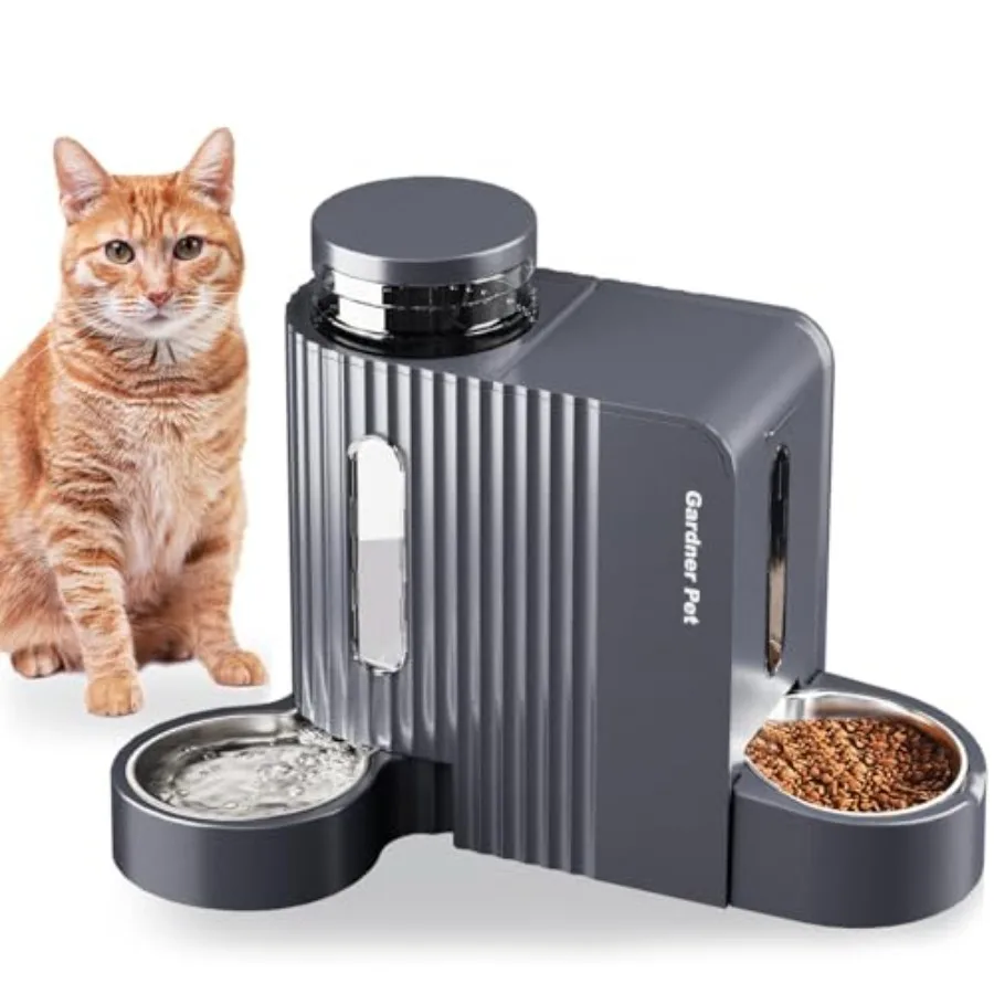 Automatic Gravity Cat Food Feeder and Water Dispenser Stainless Steel Two-in-One Set Large Capacity Dispenser for Pets Dogs, Pu
Automatic Gravity Cat Food Feeder and Water Dispenser Stainless Steel Two-in-One Set Large Capacity Dispenser for Pets Dogs, Pu