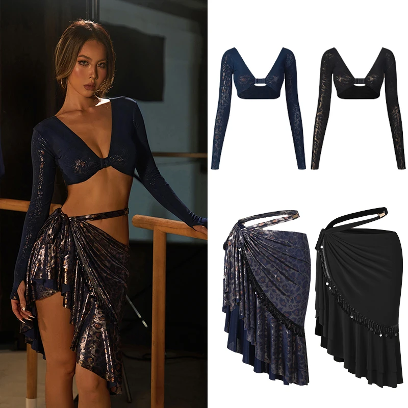 ZYM Latin Dance Clothing Women Adult Leopard Long Sleeves Tops Fringe Skirt Rumba Tango Dance Practice Performance Wear DNV25386
ZYM Latin Dance Clothing Women Adult Leopard Long Sleeves Tops Fringe Skirt Rumba Tango Dance Practice Performance Wear DNV25386