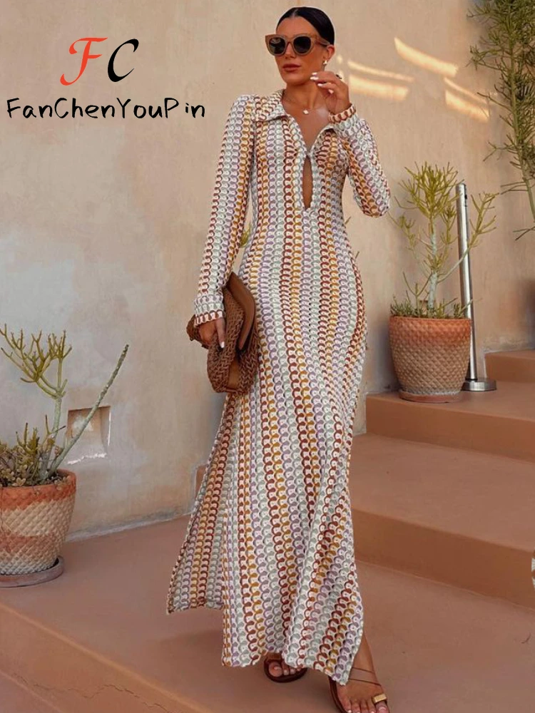 New Women's Beach Dress 2024 Sexy Elegant Deep V Neck Hook Flower Hollow Long Sleeves Dress Fashion Side Slits Long Maxi Skirts
New Women's Beach Dress 2024 Sexy Elegant Deep V Neck Hook Flower Hollow Long Sleeves Dress Fashion Side Slits Long Maxi Skirts
