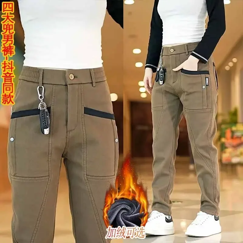 Fashion Stylish Thick and Warm Casual Pants for Men with Big Pockets Autumn and Winter Fleece Soft Streetwear Tactical Pants
Fashion Stylish Thick and Warm Casual Pants for Men with Big Pockets Autumn and Winter Fleece Soft Streetwear Tactical Pants