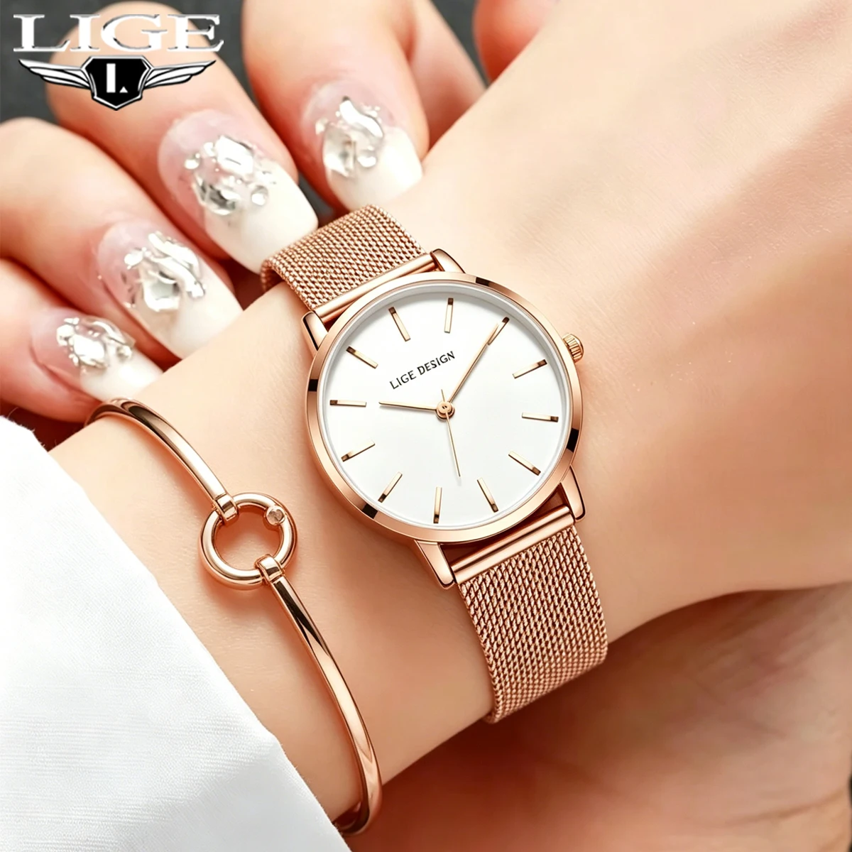 LIGE 2026 New Women Bracelet Watch Quartz Movement Simple Rose Gold Stainless Steel Mesh Student Watches Relogio Feminino Box
LIGE 2026 New Women Bracelet Watch Quartz Movement Simple Rose Gold Stainless Steel Mesh Student Watches Relogio Feminino Box