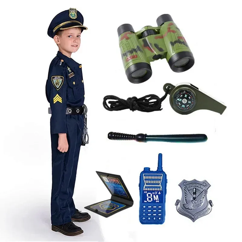 Boys Police Cosplay Costumes Kids Police Playsets Halloween Christmas Party Clothes Send Whistle Walkie Talkie Binoculars Gift
Boys Police Cosplay Costumes Kids Police Playsets Halloween Christmas Party Clothes Send Whistle Walkie Talkie Binoculars Gift