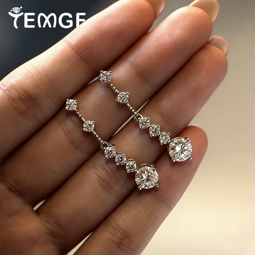 TEMGF Full Moissanite Tassel Earrings for Women 925 Sterling Silver Long Drop Studs Ear Sparkling Fine Jewelry With Certificate
TEMGF Full Moissanite Tassel Earrings for Women 925 Sterling Silver Long Drop Studs Ear Sparkling Fine Jewelry With Certificate
