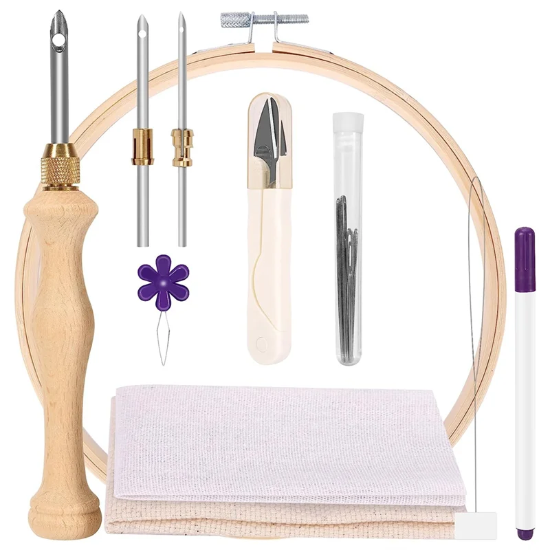 New Punch Needle Stitching Kit with Embroidery Hoop, Adjustable Needle Punch, Tufting Cloth, Rug Hooking Beginner Kit
New Punch Needle Stitching Kit with Embroidery Hoop, Adjustable Needle Punch, Tufting Cloth, Rug Hooking Beginner Kit