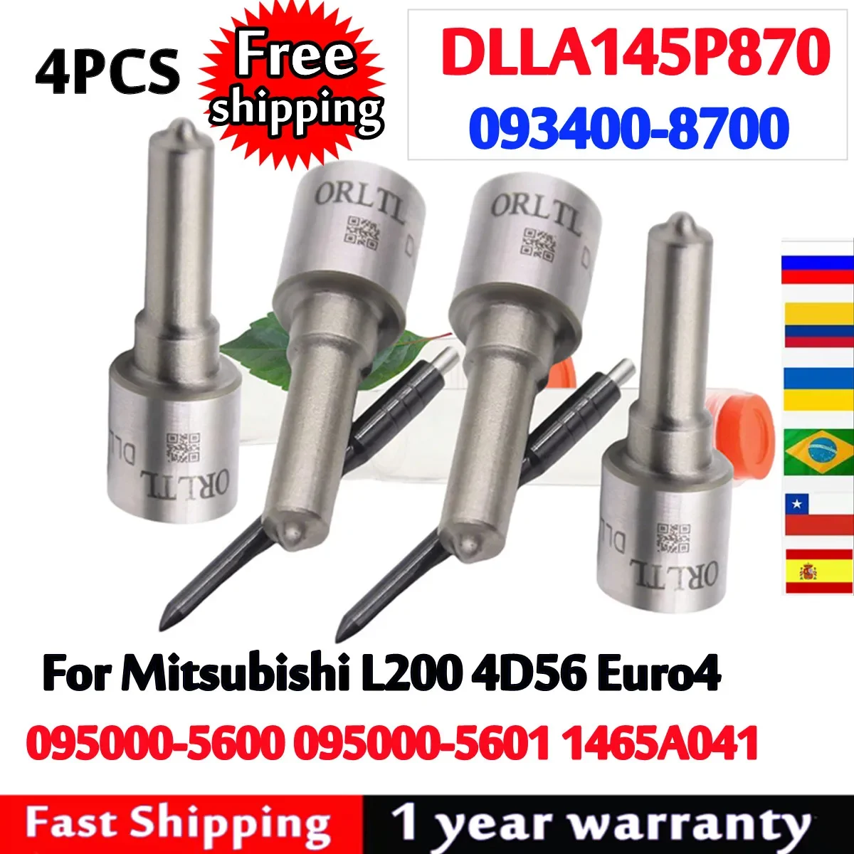 4PCS 095000-5600 1465A041 Injector Nozzle DLLA145P870 Common Rail Injector Nozzle dlla145p870 For Mitsubishi L200 4D56 Euro4
4PCS 095000-5600 1465A041 Injector Nozzle DLLA145P870 Common Rail Injector Nozzle dlla145p870 For Mitsubishi L200 4D56 Euro4