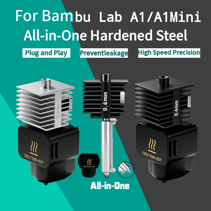 Upgraded Hotend Kit For Bamb Lab A1/A1 Mini Fast Speed Hot End Assembly 0.2/0.4/0.6/0.8mm Hardened steel Nozzle 3D Printer Part
Upgraded Hotend Kit For Bamb Lab A1/A1 Mini Fast Speed Hot End Assembly 0.2/0.4/0.6/0.8mm Hardened steel Nozzle 3D Printer Part