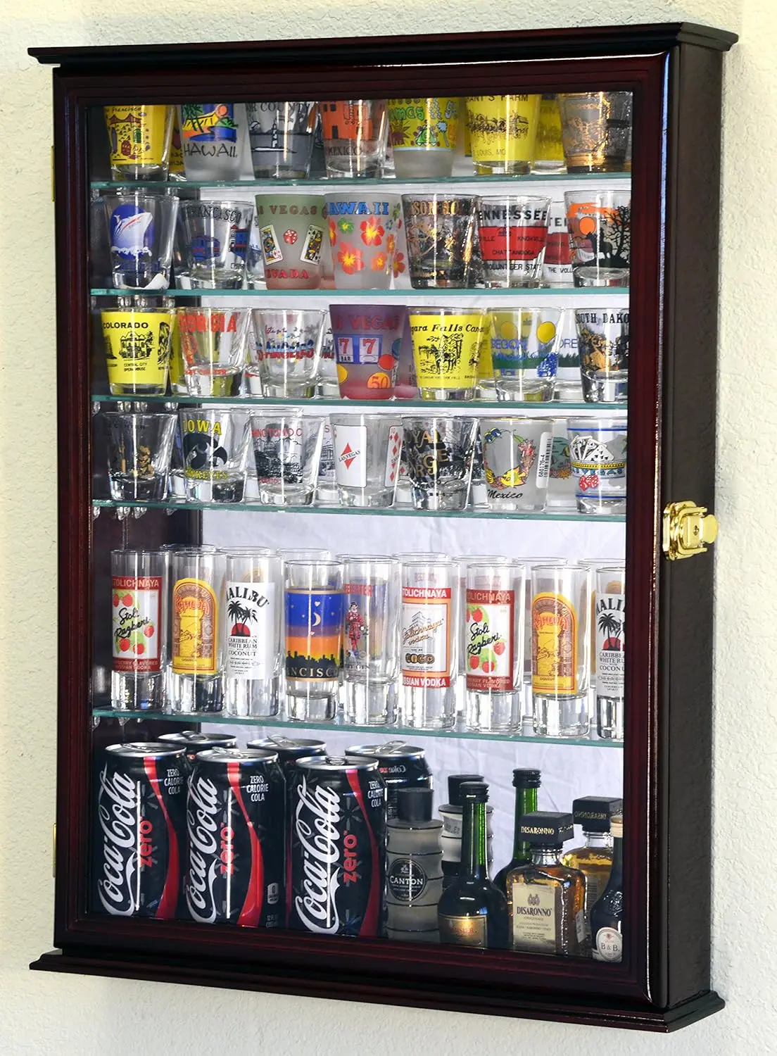 Large Mirror Backed and 7 Glass Shelves Shot Glasses Display Case Holder Cabinet , Cherry
Large Mirror Backed and 7 Glass Shelves Shot Glasses Display Case Holder Cabinet , Cherry