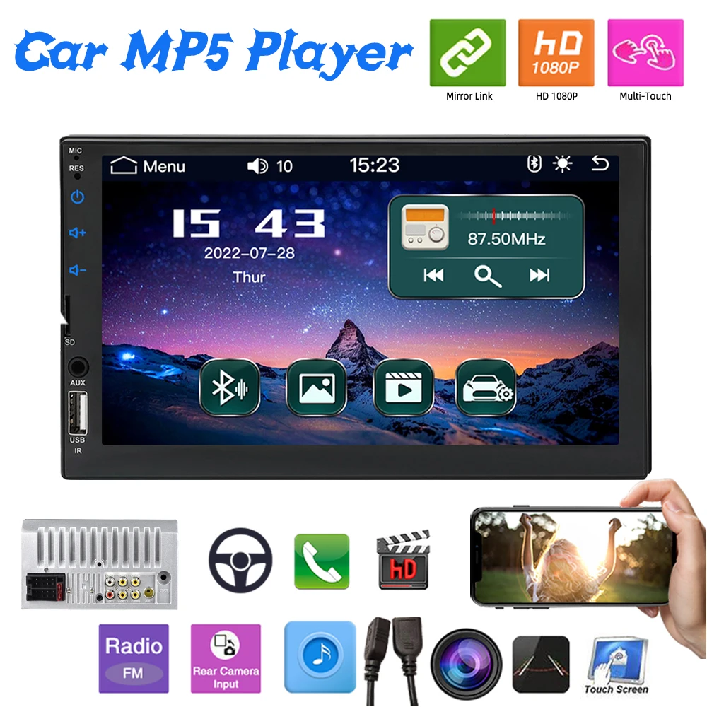 Автомобильный стерео Мультимедийный MP5 плеер Радио 7 дюймов FM/USB/AUX/TF CARPLAY/Android Авто MirrorLink камера заднего вида сенсорный экран
Автомобильный стерео Мультимедийный MP5 плеер Радио 7 дюймов FM/USB/AUX/TF CARPLAY/Android Авто MirrorLink камера заднего вида сенсорный экран