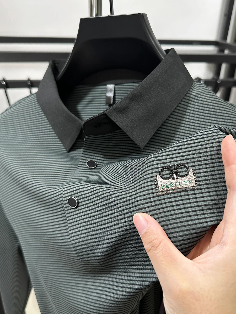 High-Quality Luxury Stripe Polo Shirt Men's Seamless Business Casual Spring Autumn Printed Long-sleeved Fashion Lapel T-shirt
High-Quality Luxury Stripe Polo Shirt Men's Seamless Business Casual Spring Autumn Printed Long-sleeved Fashion Lapel T-shirt