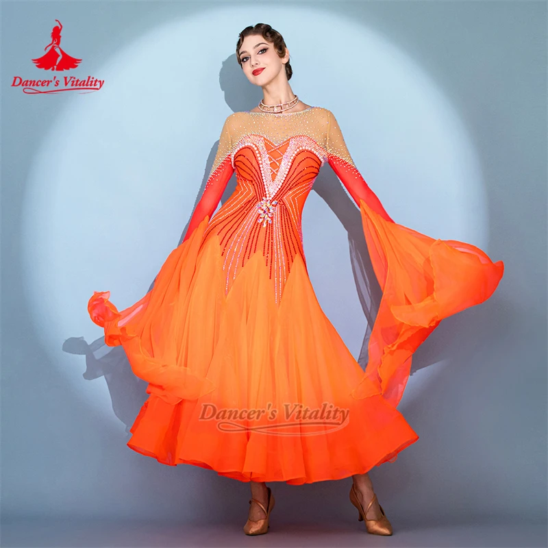 Skin color Mesh Splicing Tango Waltz Foxtrot Luxury AB Stones Perform&Contest Dress Adult Ballroom Orange Outfit Customized Size
Skin color Mesh Splicing Tango Waltz Foxtrot Luxury AB Stones Perform&Contest Dress Adult Ballroom Orange Outfit Customized Size
