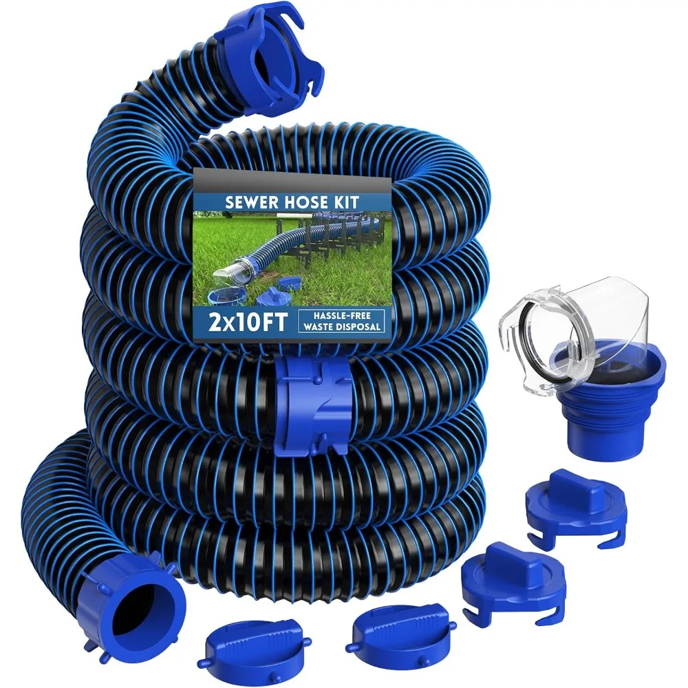 RV Sewer Hose Kit 20 FT with Clear View Adapter Storage Caps 2 x 10 FT Hoses
RV Sewer Hose Kit 20 FT with Clear View Adapter Storage Caps 2 x 10 FT Hoses