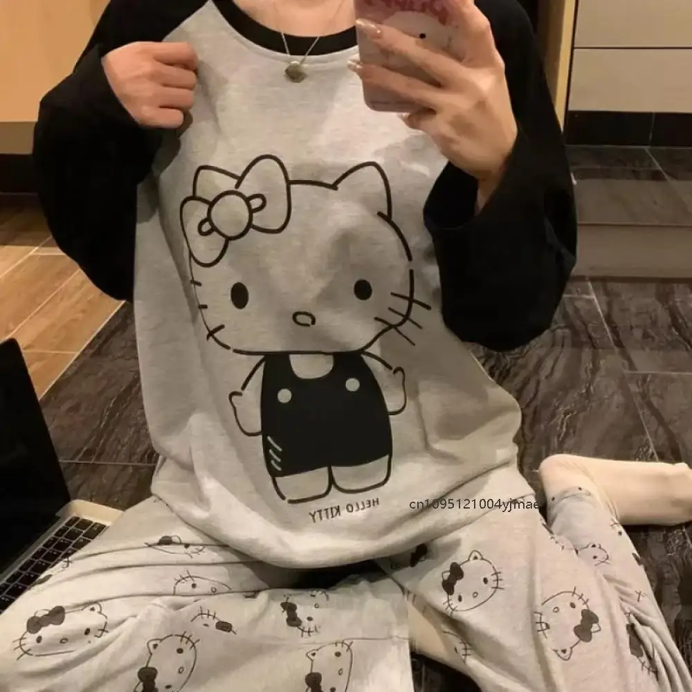 Женские пижамы Sanrio Hello Kitty, весенние хлопковые серые брюки с длинными рукавами, модные повседневные пижамы, комплект студенческой одежды для дома
Женские пижамы Sanrio Hello Kitty, весенние хлопковые серые брюки с длинными рукавами, модные повседневные пижамы, комплект студенческой одежды для дома
