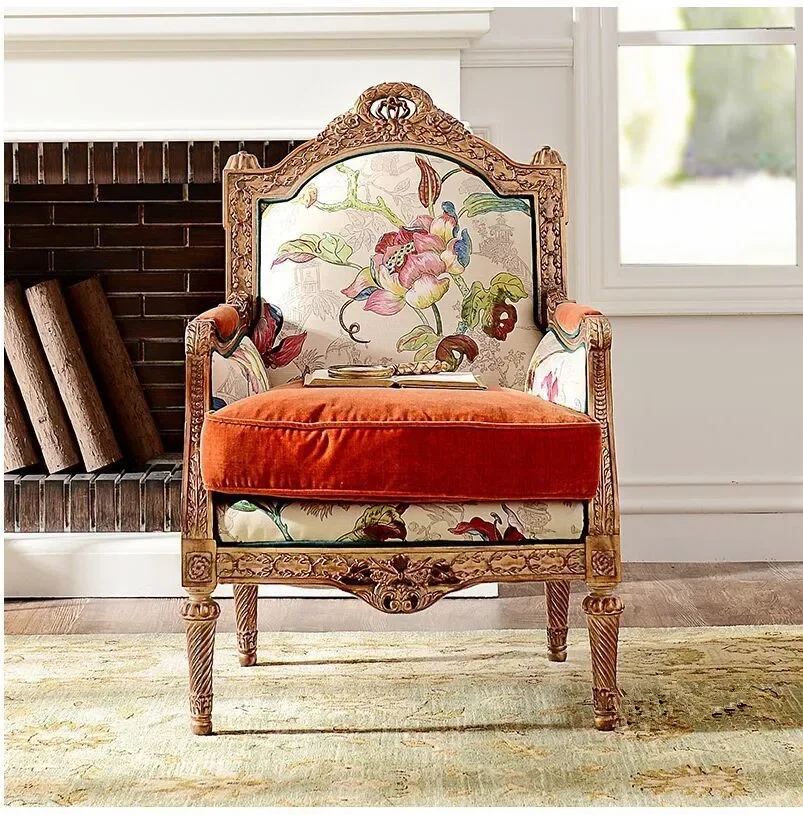 A15 Retro Retro European-Style Wood Carved Single Sofa Fabric Reception Leisure Wingback Chair
A15 Retro Retro European-Style Wood Carved Single Sofa Fabric Reception Leisure Wingback Chair
