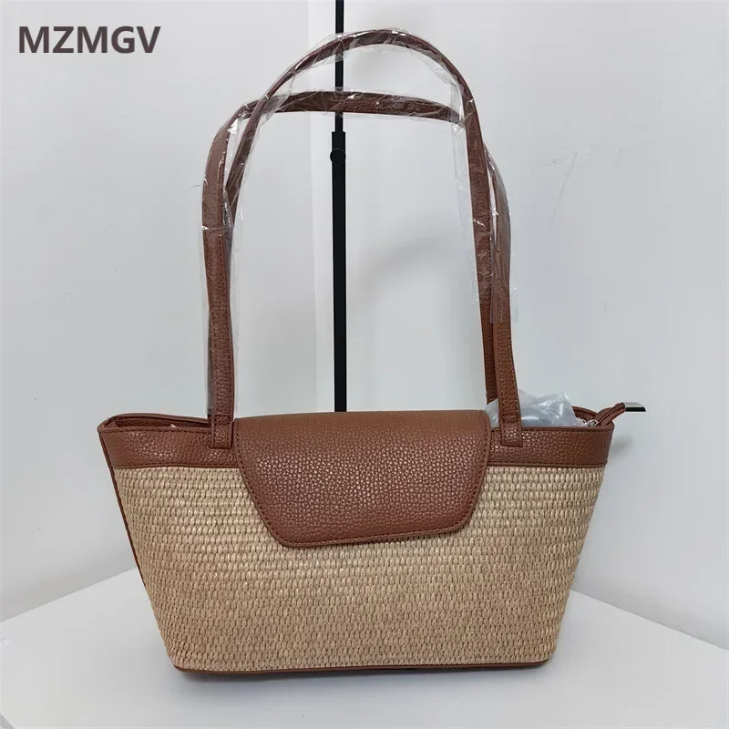 Vintage Beach Woven Straw Bag Trend Design Women's Patchwork Leather Tote Bag Summer Seaside Travel Holiday Shopping Bag 2025
Vintage Beach Woven Straw Bag Trend Design Women's Patchwork Leather Tote Bag Summer Seaside Travel Holiday Shopping Bag 2025