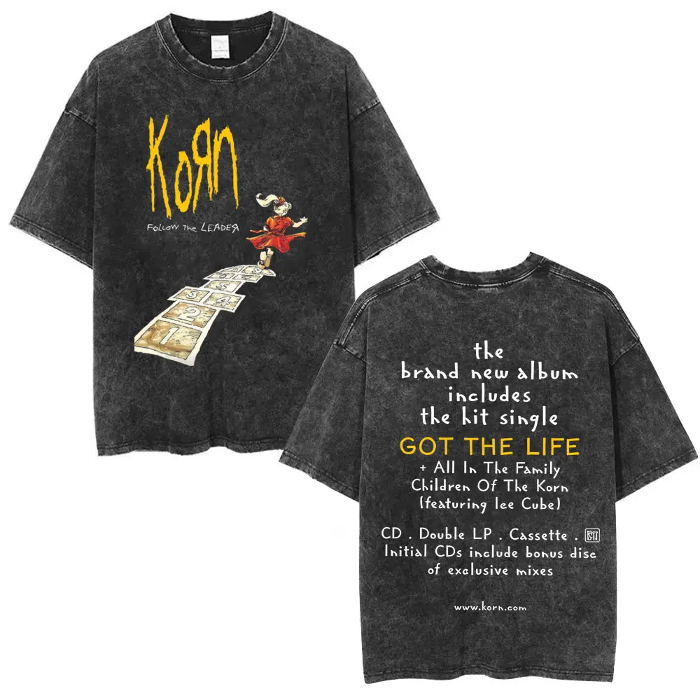 Korn Follow The Leader Got The Life Washed Streetwear T-shirt Men Women Metal Gothic Rock Band T Shirts Vintage Oversized Tshirt
Korn Follow The Leader Got The Life Washed Streetwear T-shirt Men Women Metal Gothic Rock Band T Shirts Vintage Oversized Tshirt