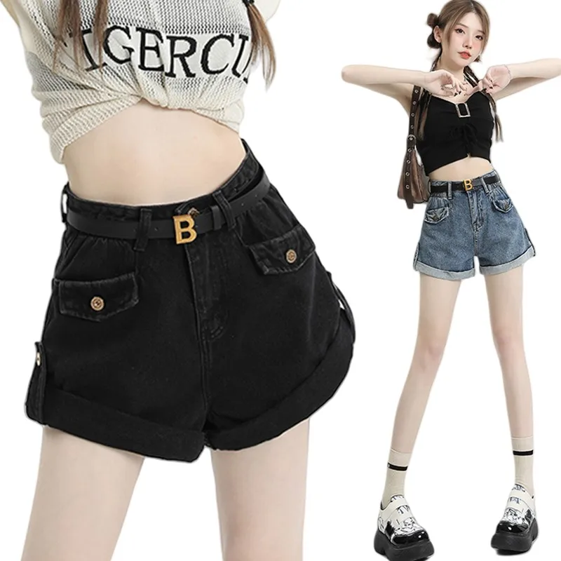 High Waist, Summer Blue Cowboy Shorts with Belt for Women,New Style Slim Look Retro Versatile Curled Edge
High Waist, Summer Blue Cowboy Shorts with Belt for Women,New Style Slim Look Retro Versatile Curled Edge