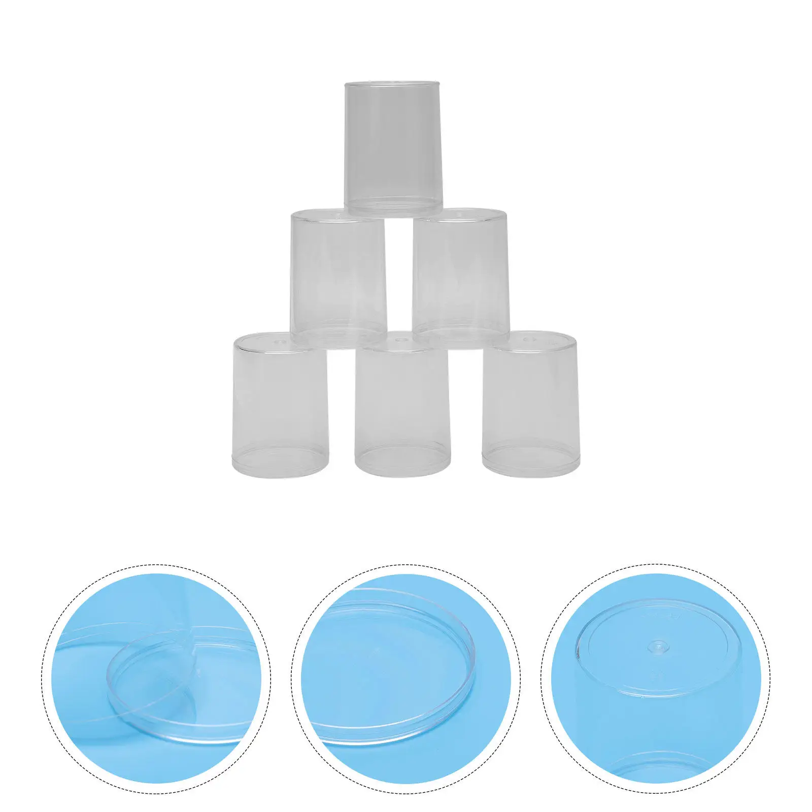 6Pcs Transparent Round Storage Boxes Protective Display Containers Dustproof Storage Case for Small Collection