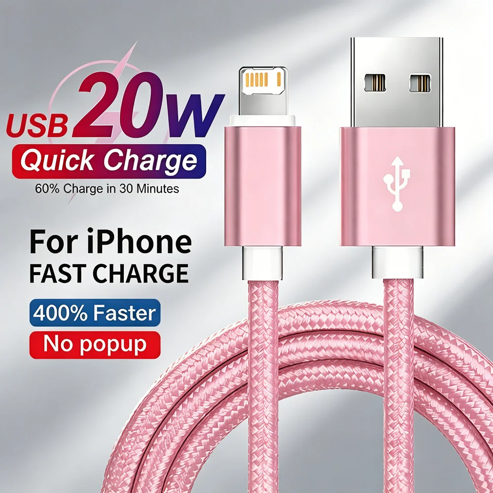 20W USB Fast Charging Nylon Braided Cable For iPhone 14 13 12 mini 11 Pro Max X XR 8 7 6 6S Plus SE Quick Charge Data Sync Line
20W USB Fast Charging Nylon Braided Cable For iPhone 14 13 12 mini 11 Pro Max X XR 8 7 6 6S Plus SE Quick Charge Data Sync Line