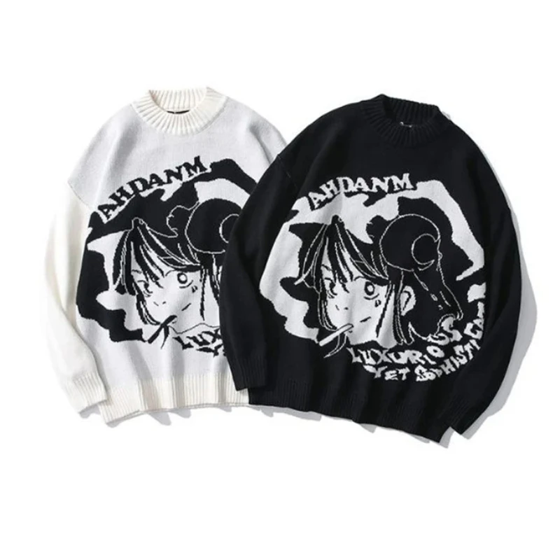 Зимний европейско-американский модный унисекс вязаный свитер свободного кроя с милым мультяшным аниме-персонажем, повседневная вязаная одежда
Зимний европейско-американский модный унисекс вязаный свитер свободного кроя с милым мультяшным аниме-персонажем, повседневная вязаная одежда