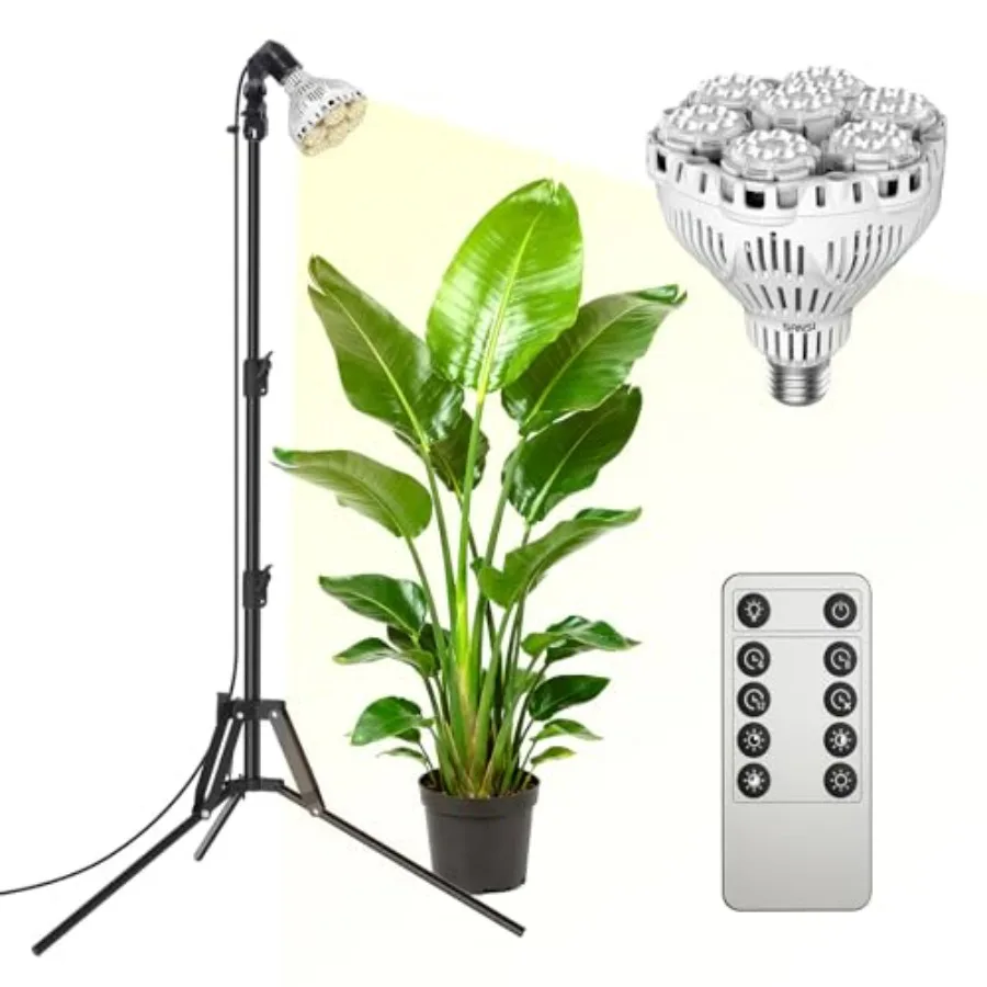 40W Full Spectrum Grow Lights for Indoor Plants with Tripod Stand Adjustable 30-55 4-Level Dimmable Auto On/Off Timer 4/8/12 Hr
40W Full Spectrum Grow Lights for Indoor Plants with Tripod Stand Adjustable 30-55 4-Level Dimmable Auto On/Off Timer 4/8/12 Hr