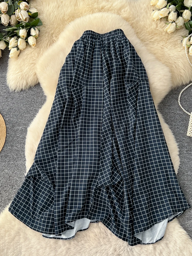 Юбка миди А-силуэта с асимметричным подолом в синюю клетку Gentle Wind, женская, в корейском стиле, с завышенной талией, стройнящая, для повседневной носки, с элементами драпировки
Юбка миди А-силуэта с асимметричным подолом в синюю клетку Gentle Wind, женская, в корейском стиле, с завышенной талией, стройнящая, для повседневной носки, с элементами драпировки