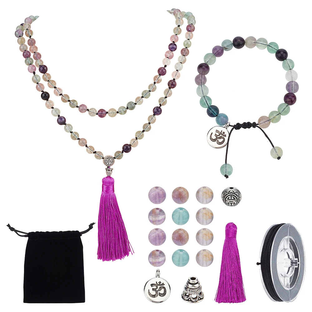 DIY Jewelry Making Kits Including Fluorite Beads Polyester Tassel Pendant Decorations Alloy Pendants and Nylon Thread
DIY Jewelry Making Kits Including Fluorite Beads Polyester Tassel Pendant Decorations Alloy Pendants and Nylon Thread