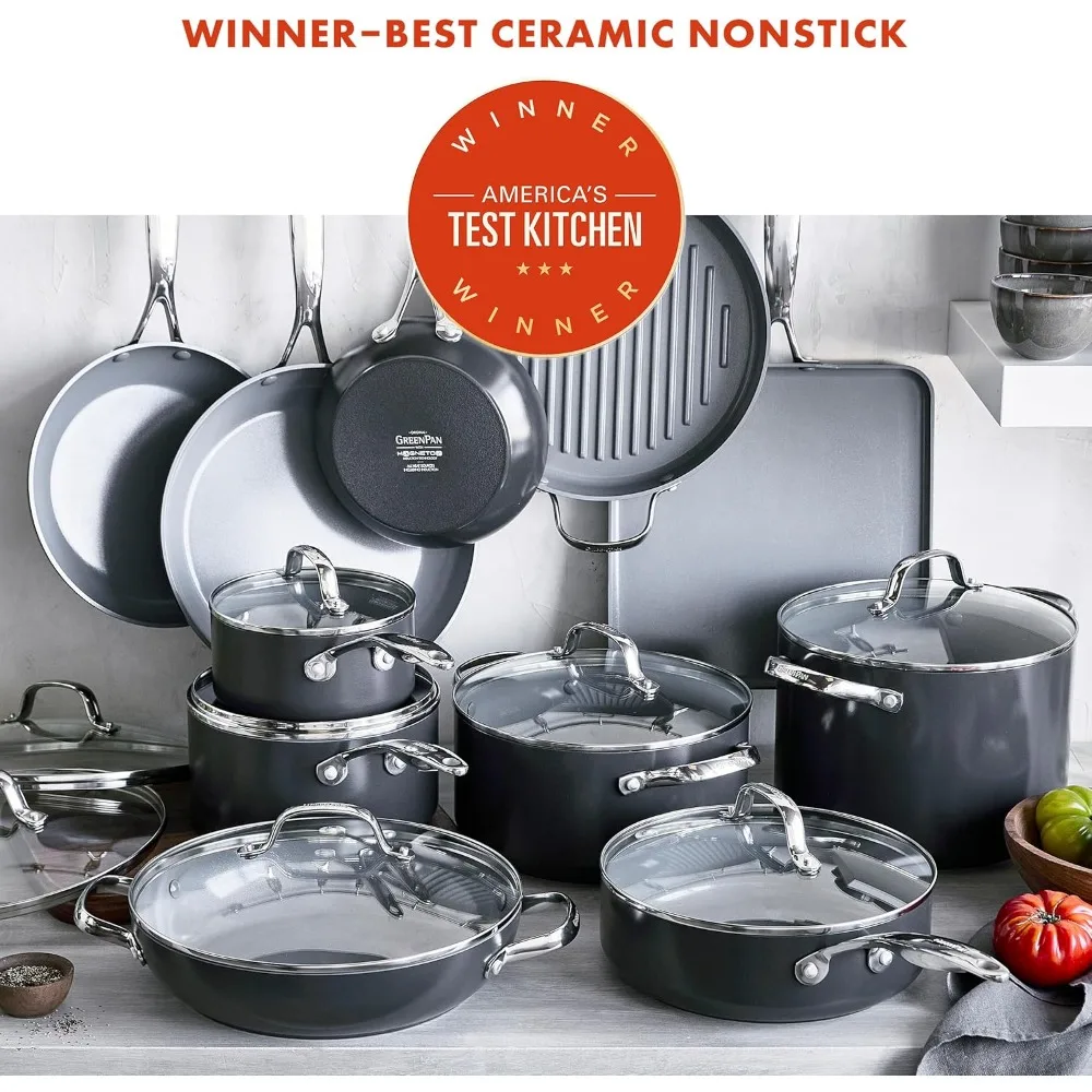 Valencia Pro Hard Anodized Healthy Ceramic Nonstick 22 Piece Cookware Pots & Pans Set, Fry Grill, Griddle
Valencia Pro Hard Anodized Healthy Ceramic Nonstick 22 Piece Cookware Pots & Pans Set, Fry Grill, Griddle