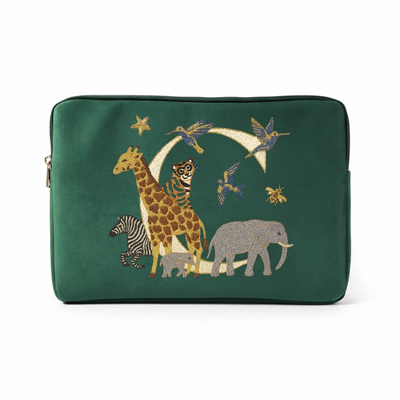 Темно-зеленая бархатная сумка для ноутбука с рисунком животных, подходит для 13-дюймовых и 14-дюймовых компьютеров
Темно-зеленая бархатная сумка для ноутбука с рисунком животных, подходит для 13-дюймовых и 14-дюймовых компьютеров