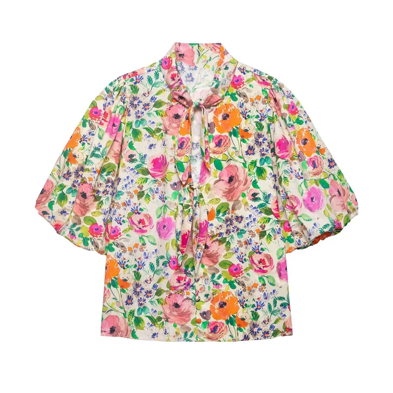 Summer Women's Short Sleeved Casual Bow Printed Shirts Top 2026 New Fashion Blouses Short Sleeved Women's Shirt Top
Summer Women's Short Sleeved Casual Bow Printed Shirts Top 2026 New Fashion Blouses Short Sleeved Women's Shirt Top