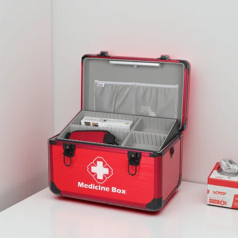 Large 16 inch Doctor Visit Case Shockproof EVA Liner Night Glow Cross Red Medicine Storage Box for Family Camping Car First Aid
