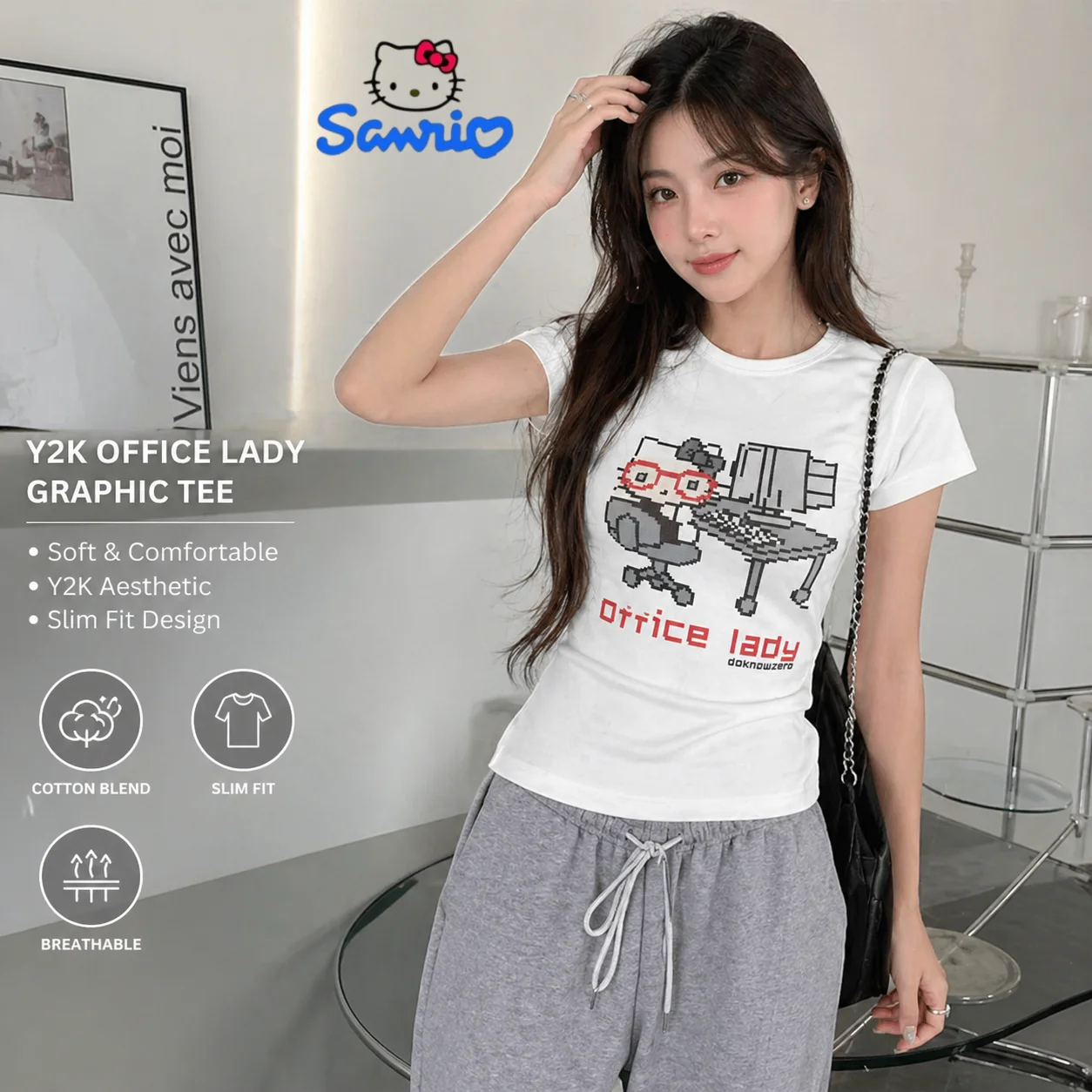 Sanrio Hello Kitty Print Cotton T-shirt Women Teen Girls Slim Fit White Y2K Cartoon Tee Casual Daily Streetwear Short Sleeve
Sanrio Hello Kitty Print Cotton T-shirt Women Teen Girls Slim Fit White Y2K Cartoon Tee Casual Daily Streetwear Short Sleeve