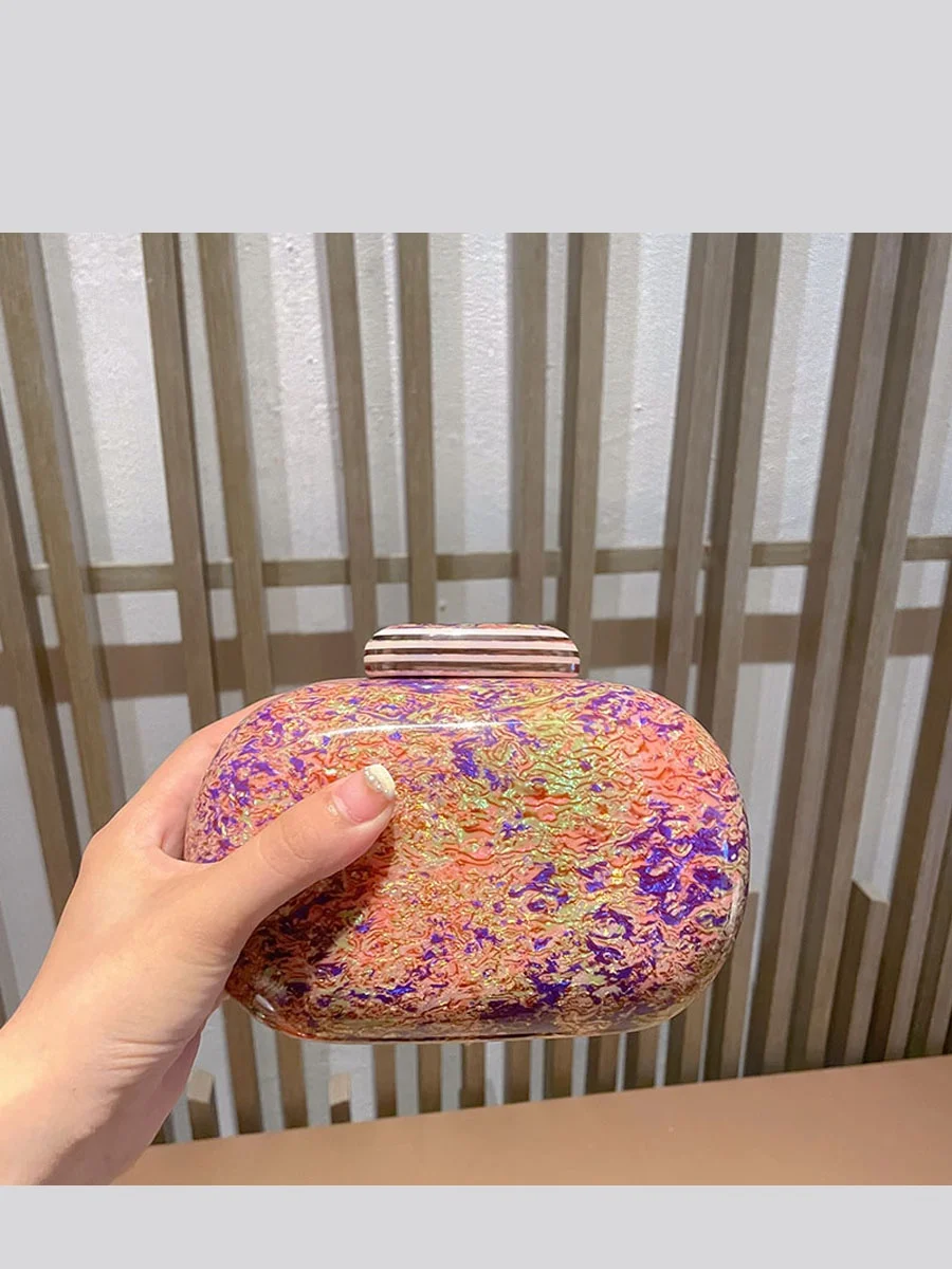Acrylic Watercolor Eggshell Handbag UGALS Elegant Lady Clutch Bag Magnetic Buckle Closure Sweet Color Block Youth Party Bag
Acrylic Watercolor Eggshell Handbag UGALS Elegant Lady Clutch Bag Magnetic Buckle Closure Sweet Color Block Youth Party Bag