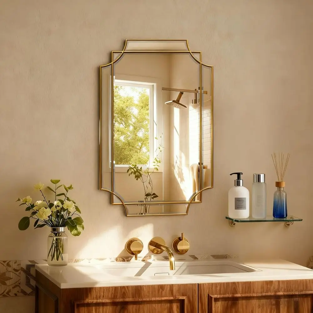 30x20 Inch Gold Bathroom Mirror, Wooden e with Scalloped Polished Beveled Glass, ern Art Wall Decor or Vanity, Irregular RecMirr
30x20 Inch Gold Bathroom Mirror, Wooden e with Scalloped Polished Beveled Glass, ern Art Wall Decor or Vanity, Irregular RecMirr