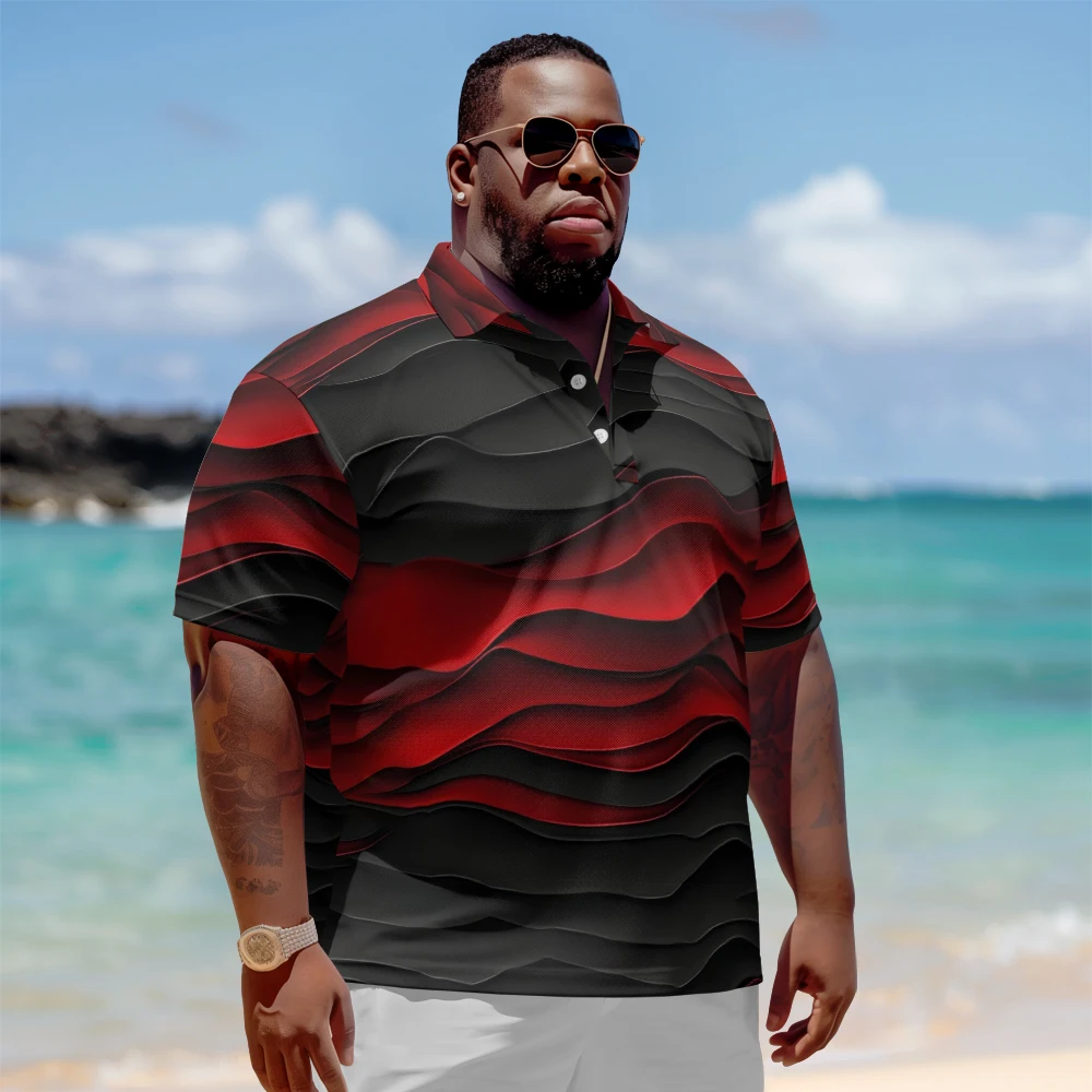 Plus Size Men's Summer Short Sleeve Lapel Black and red embossed short sleeve t-shirt Daily Casual Button Polo
Plus Size Men's Summer Short Sleeve Lapel Black and red embossed short sleeve t-shirt Daily Casual Button Polo